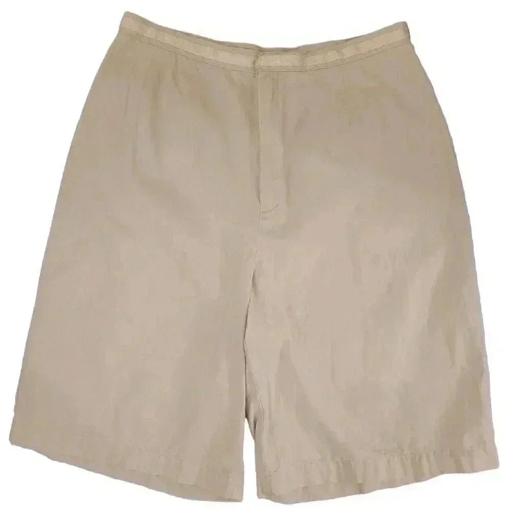 Lands' End Women's Ivory 100% Cotton High Waist Shorts - Picture 3 of 8